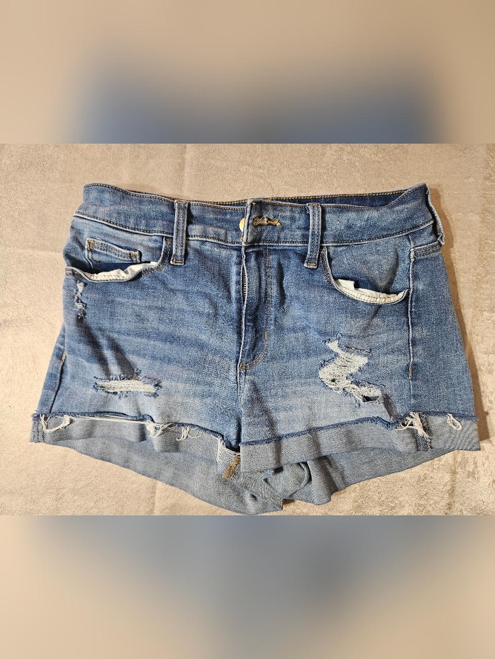 Universal Thread Distressed High Rise Midi Denim Jean Shorts Size 6